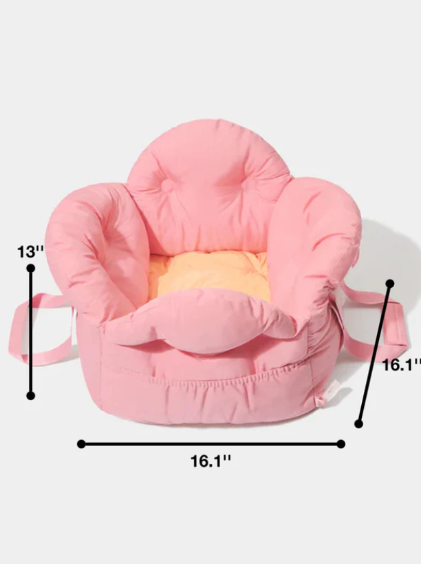 Pet Car Seat Carrier – Flora Theme, Pink, 16.1×16.1×13 in