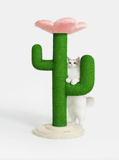 Cactus Cat Tree – Multi-Level with Flower Hammock, Jute Posts, 41.3 in