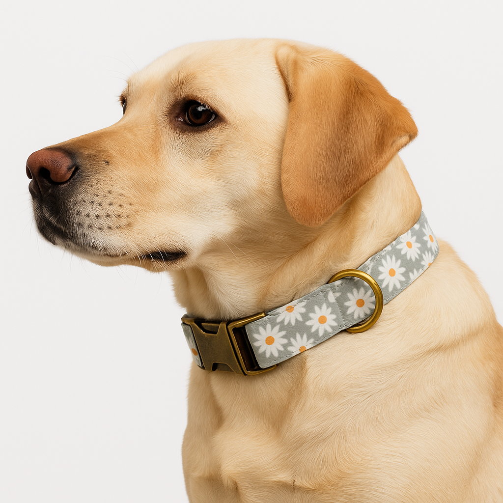 Adjustable Fabric Dog Collar – 4-Layer Sewn, Custom Hardware, XS–XL