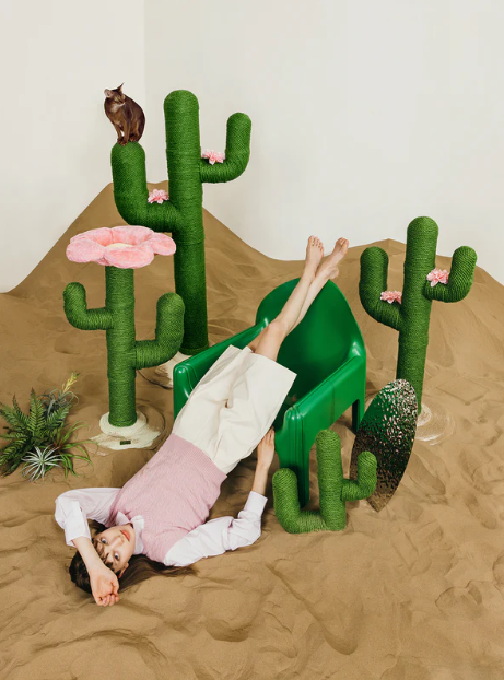 Cactus Cat Tree – Jute Scratching Posts, 41.3 in (Green/Beige)