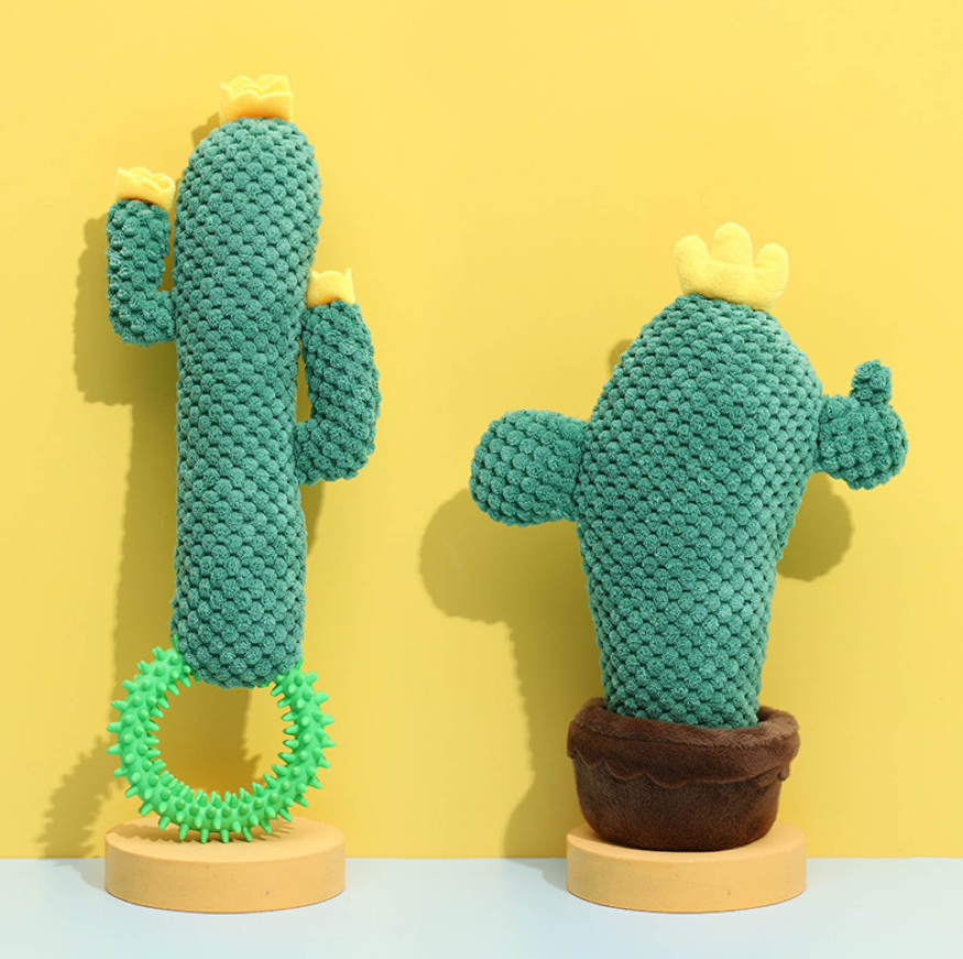 Dog Toy – Cactus Plush Squeaker, Soft & Bite-Resistant