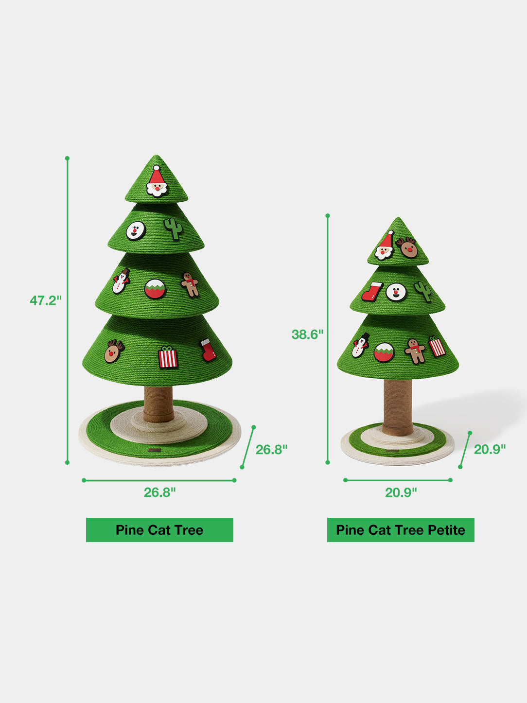 Cat Tree with Scratching Posts – Three-Tier Design, Jute Rope, 47 in, Green/Beige