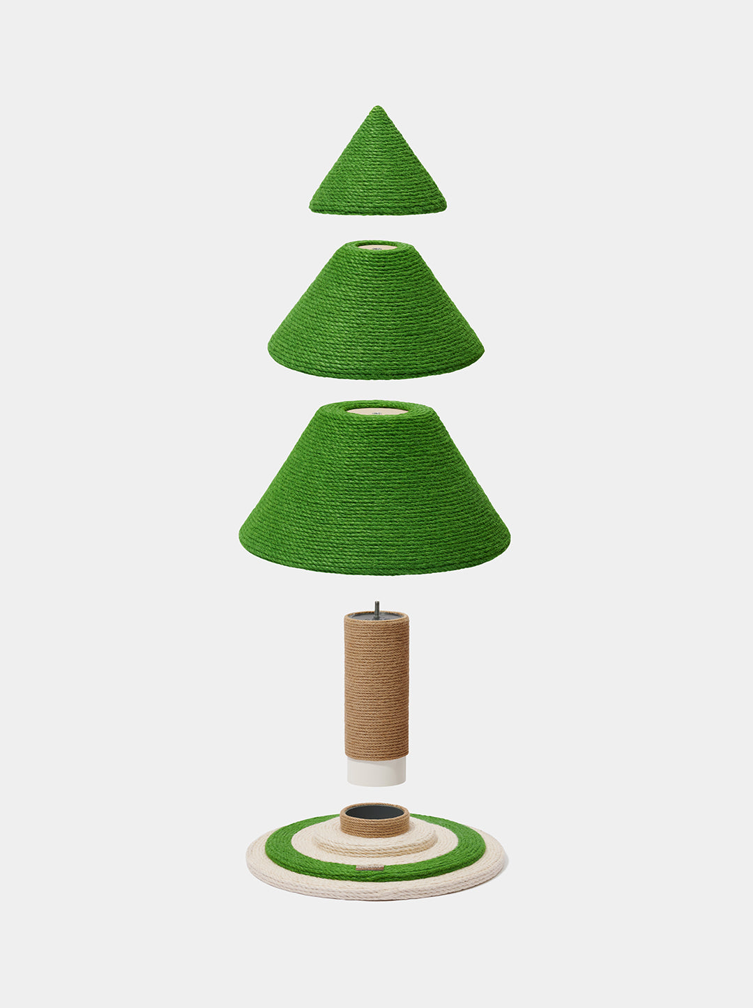 Cat Tree with Scratching Posts – Three-Tier Design, Jute Rope, 47 in, Green/Beige