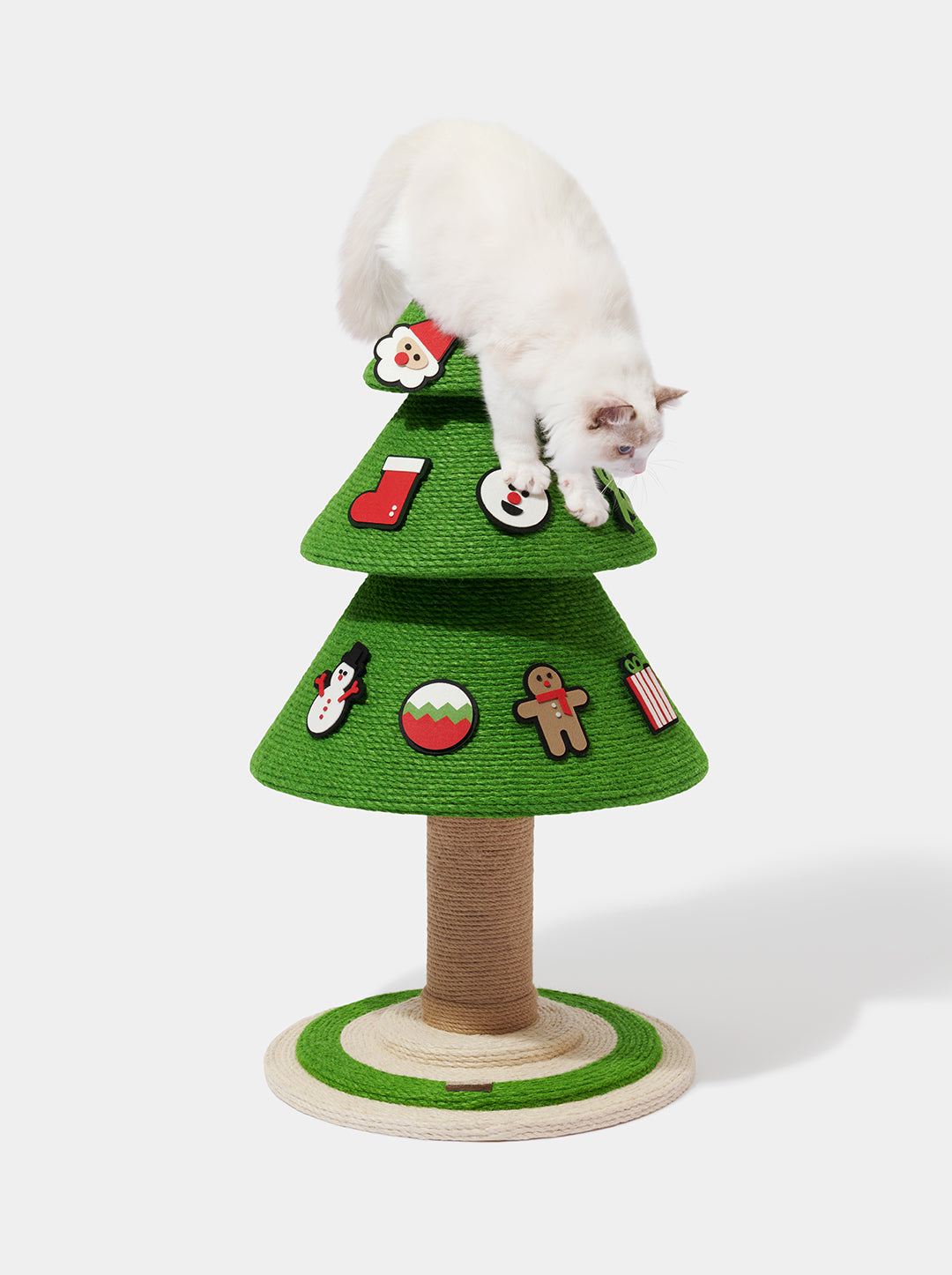 Cat Tree with Scratching Posts – Three-Tier Design, Jute Rope, 47 in, Green/Beige