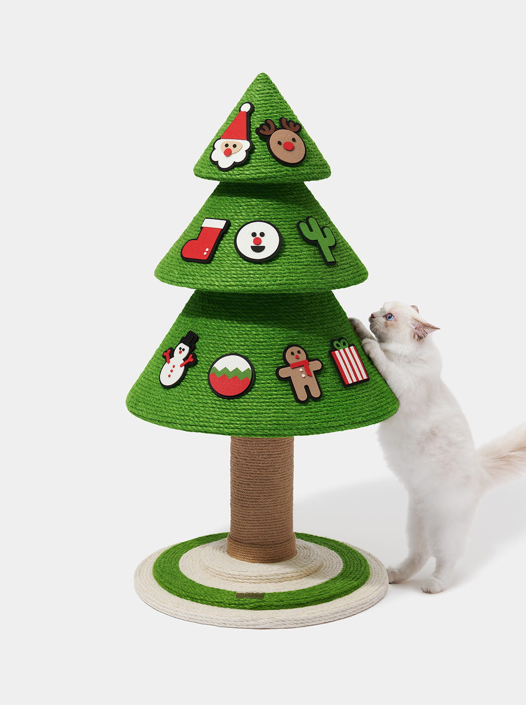 Cat Tree with Scratching Posts – Three-Tier Design, Jute Rope, 47 in, Green/Beige